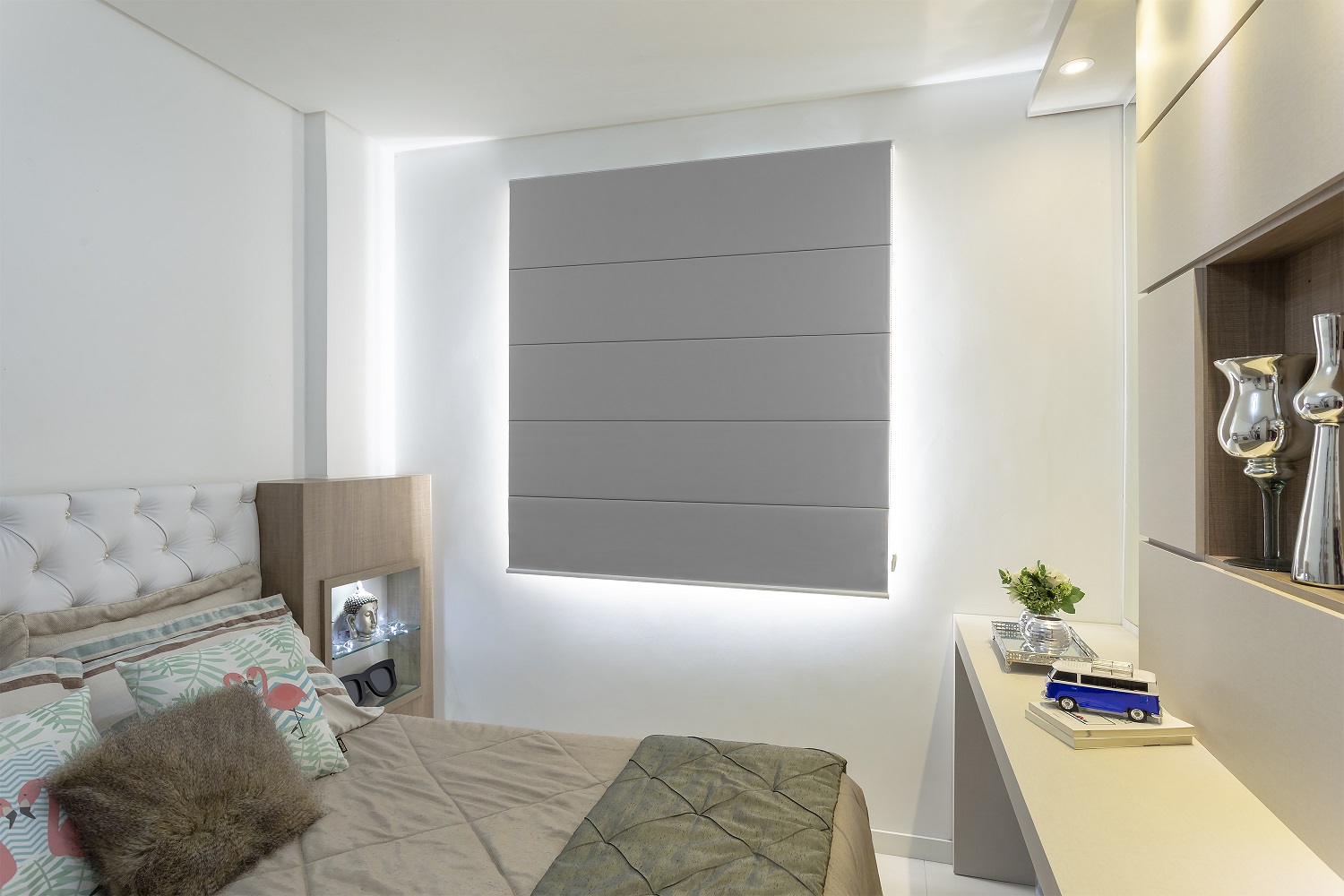Persiana Romana (1,80Lar. x 2,00Alt.) Tecido Blackout Cinza
