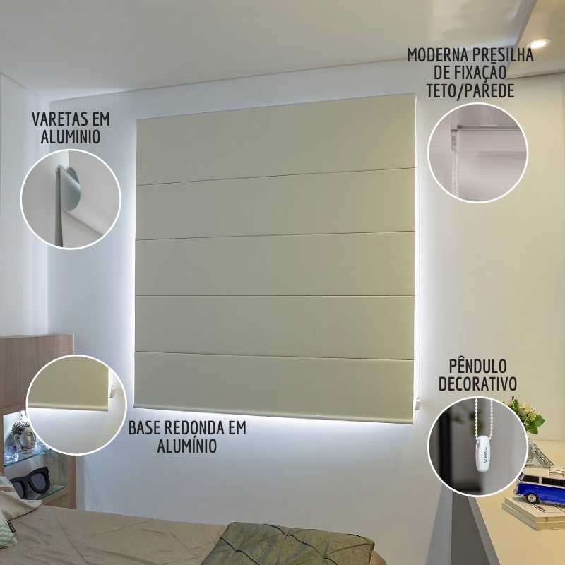 Persiana Romana (2,40Lar. x 1,80Alt.) Tecido Blackout Mescla