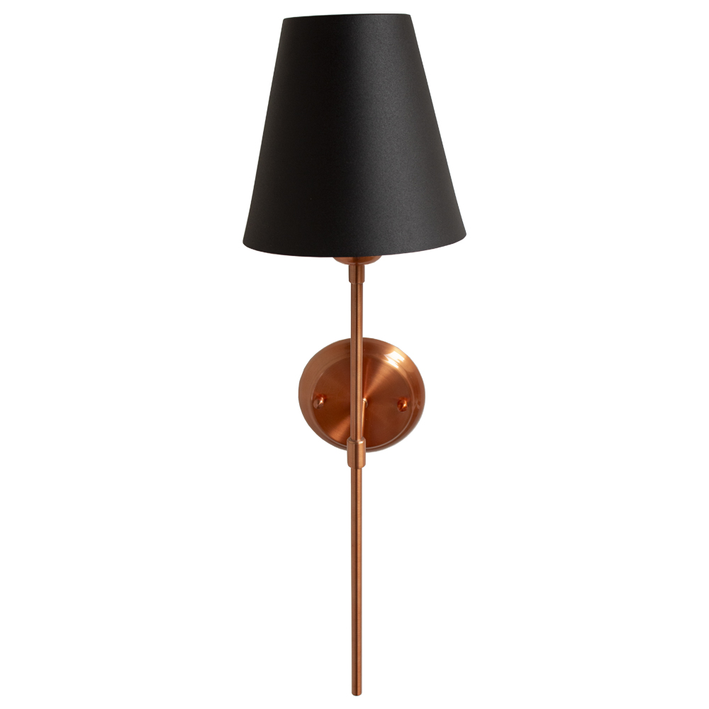 Arandela Clássica Luana Cor Cobre Com Cupula De Metal Cor Preto Texturizado