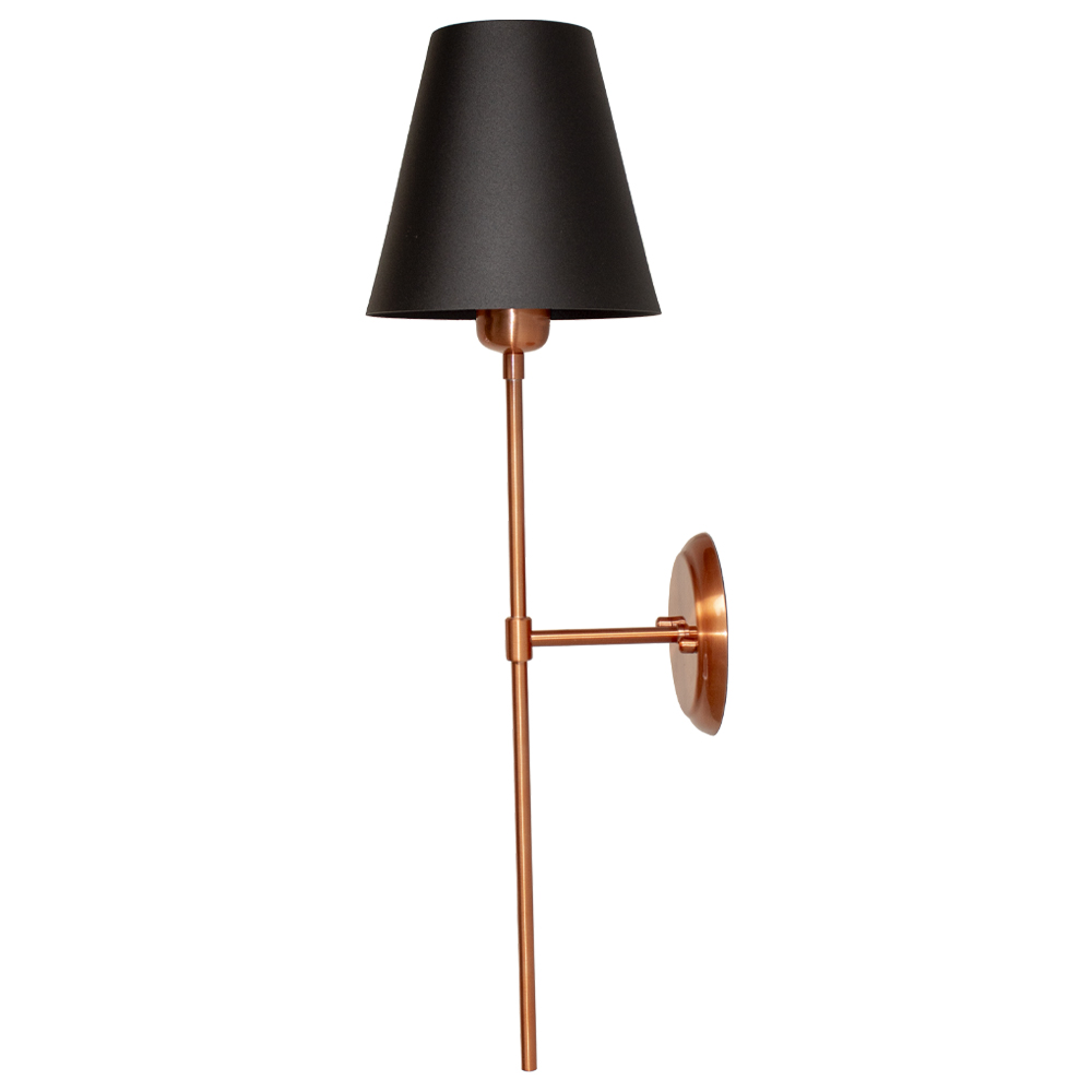 Arandela Clássica Luana Cor Cobre Com Cupula De Metal Cor Preto Texturizado