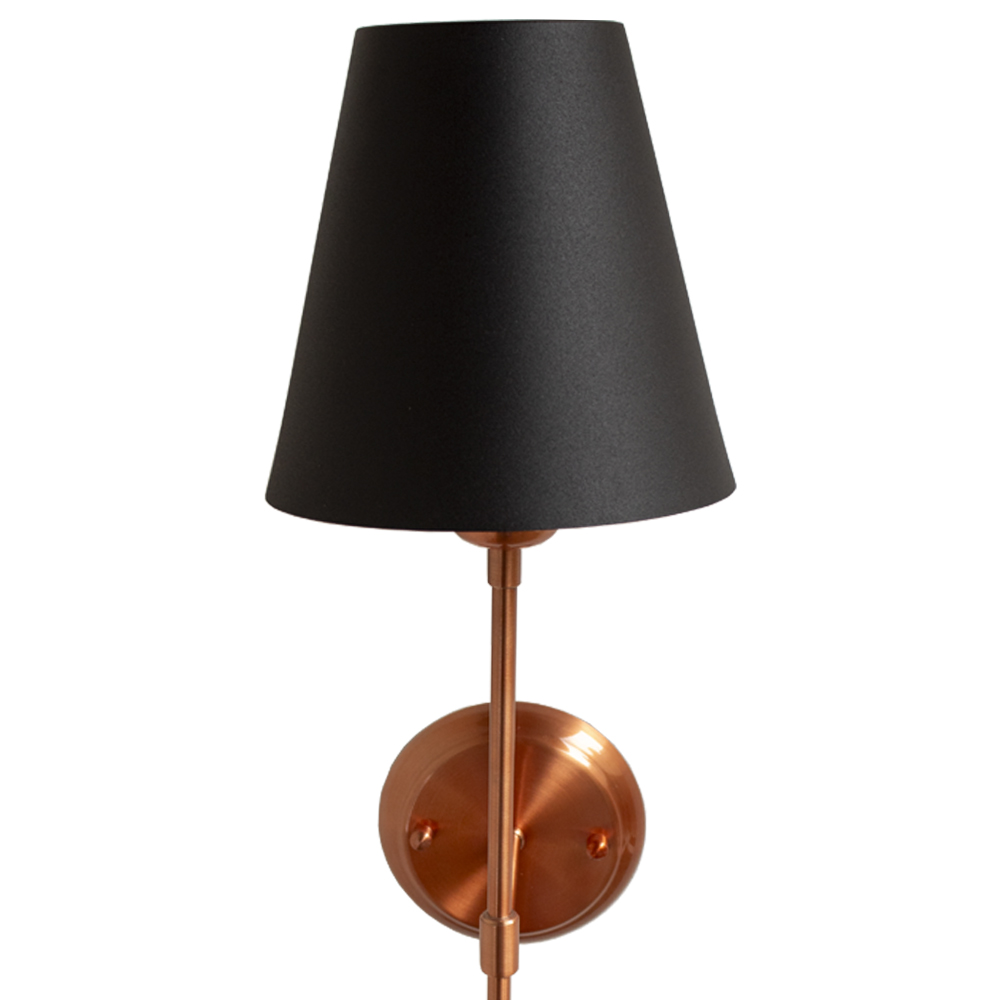Arandela Clássica Luana Cor Cobre Com Cupula De Metal Cor Preto Texturizado