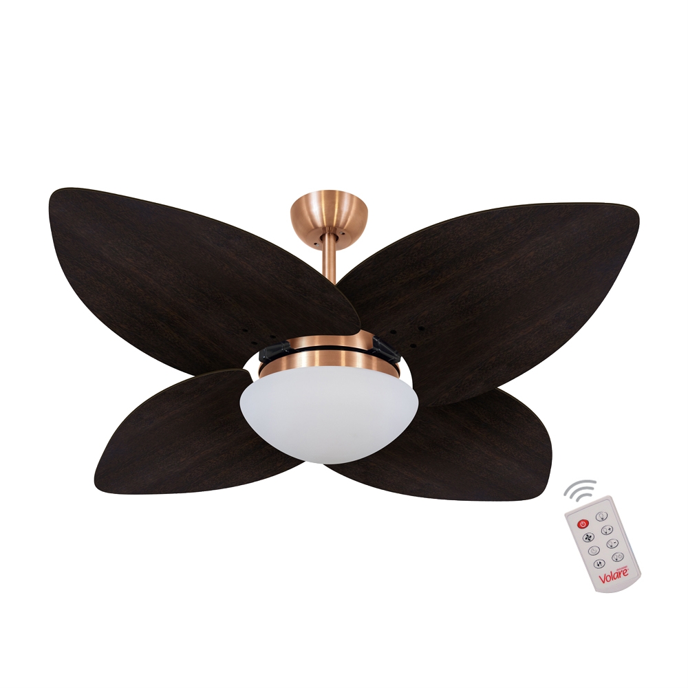 Ventilador de Teto Kovalski Cobre 4 Pás Tabaco 127V com Controle
