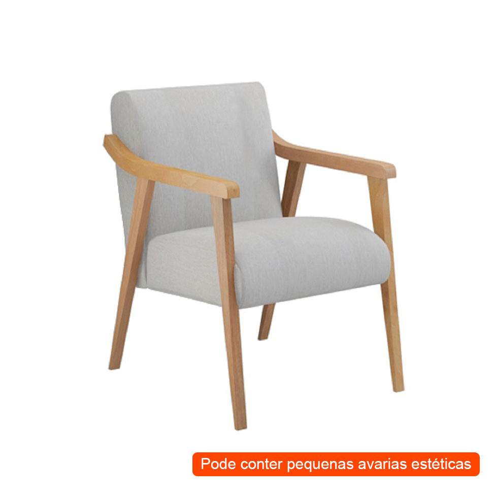 [OUTLET] Poltrona Flávia Cinza e Natural