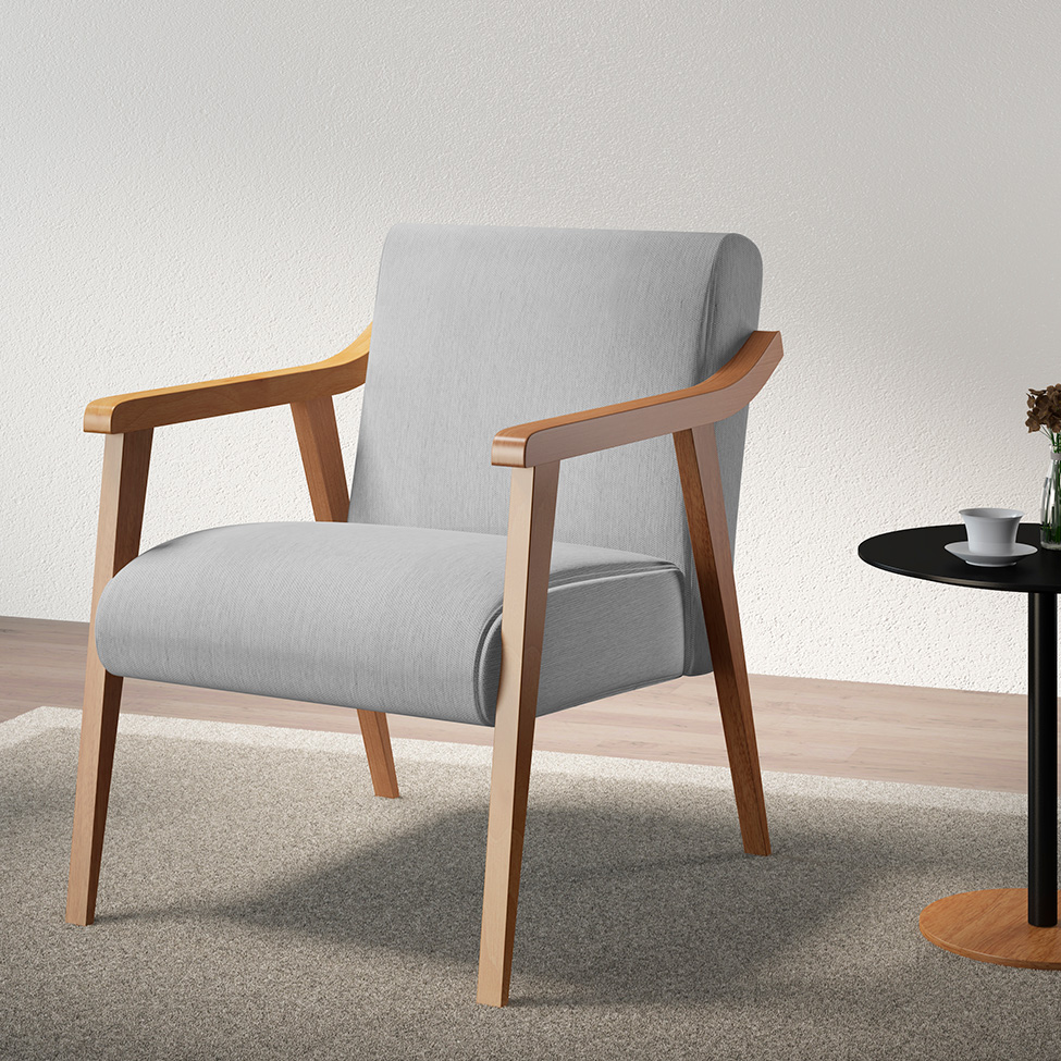 [OUTLET] Poltrona Flávia Cinza e Natural