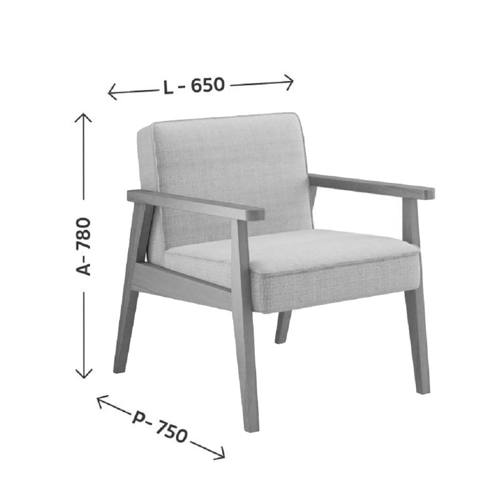 Poltrona Decorativa Julia Linho 343 G3 Volttoni Cinza e Natural