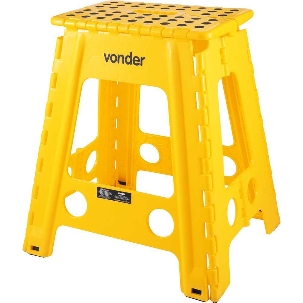 Banqueta plástica dobrável amarela altura 450 mm VONDER