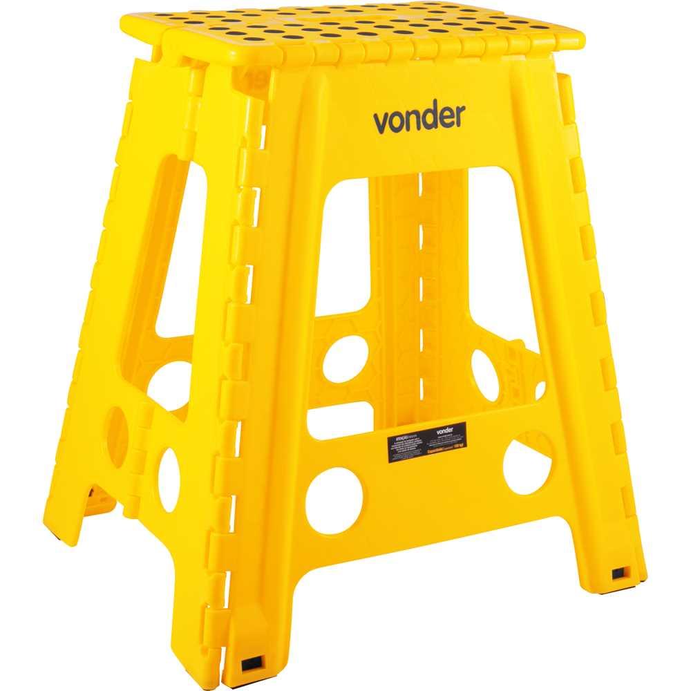Banqueta plástica dobrável amarela altura 450 mm VONDER