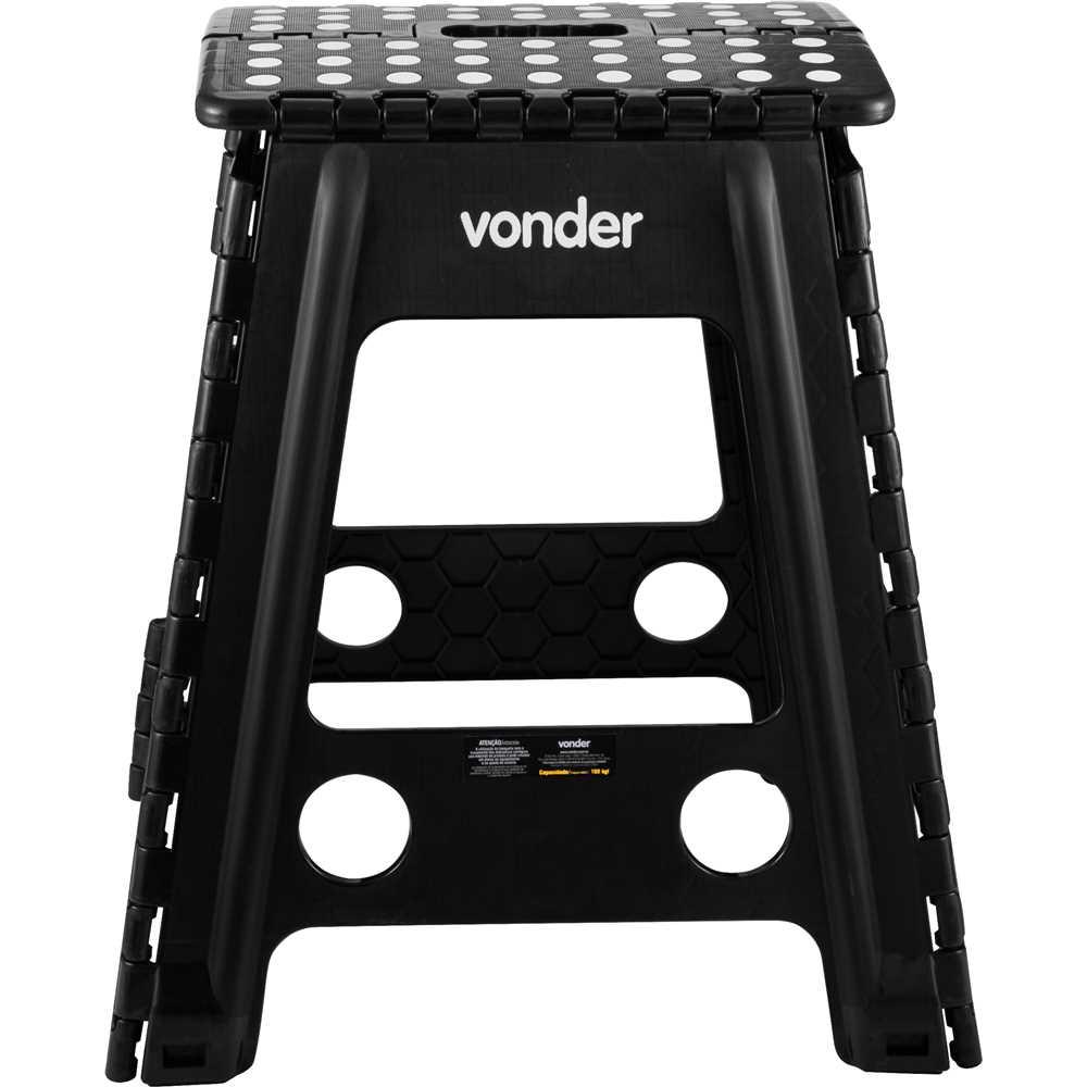 Banqueta plástica dobrável preta altura 450 mm VONDER