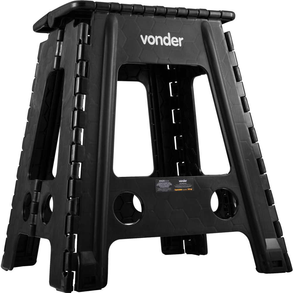 Banqueta plástica dobrável preta altura 450 mm VONDER