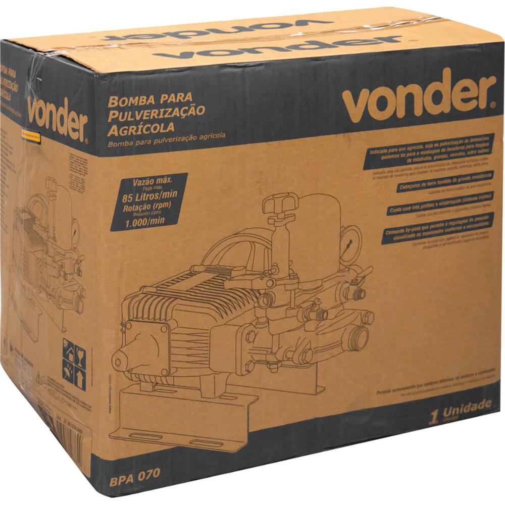 Bomba de Pulverização Agrícola BPA070 Vonder com Monomêtro para Motor Elétrico e Combustão