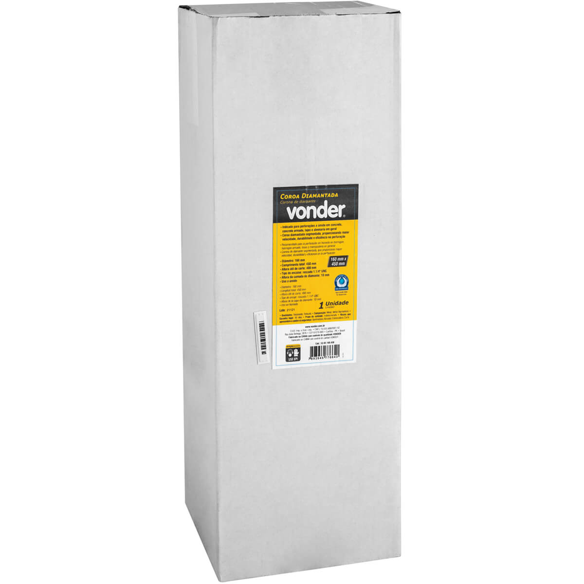 Coroa Diamantada para Perfuração Vonder 400mm Encaixe Roscado 1.1/4' UNC