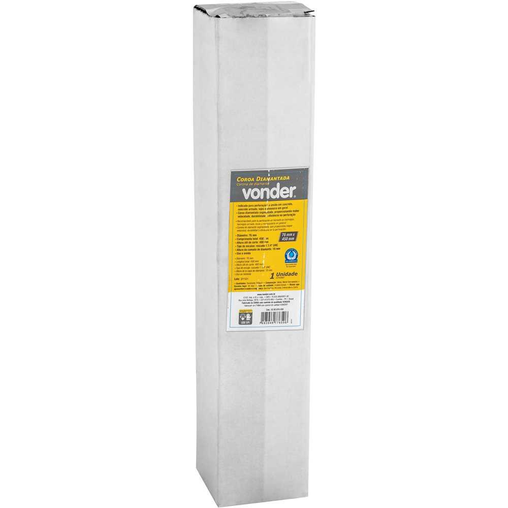 Coroa diamantada 76 mm x 450 mm VONDER