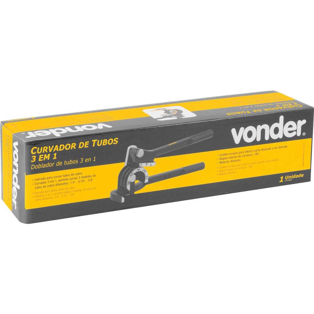 Curvador de tubos tipo alavanca 3 em 1 1/4" 5/16" 3/8" VONDER