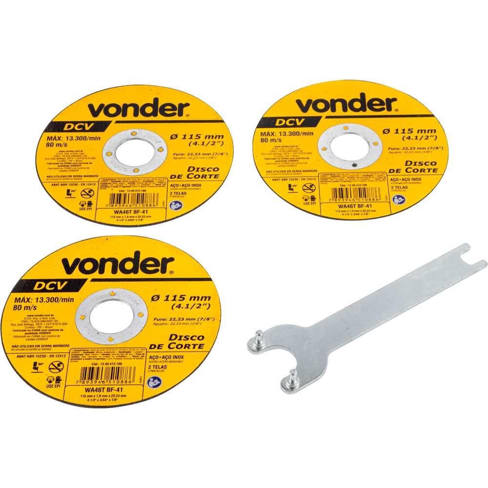 Esmerilhadeira Angular 4.1/ 2 Vonder EAV650 650W com 3 Discos de Corte 127V