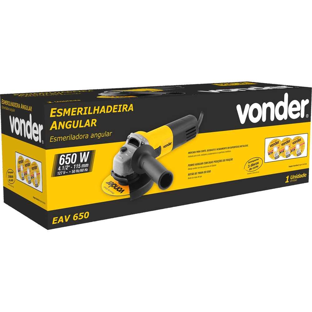 Esmerilhadeira Angular 4.1/ 2 Vonder EAV650 650W com 3 Discos de Corte 127V