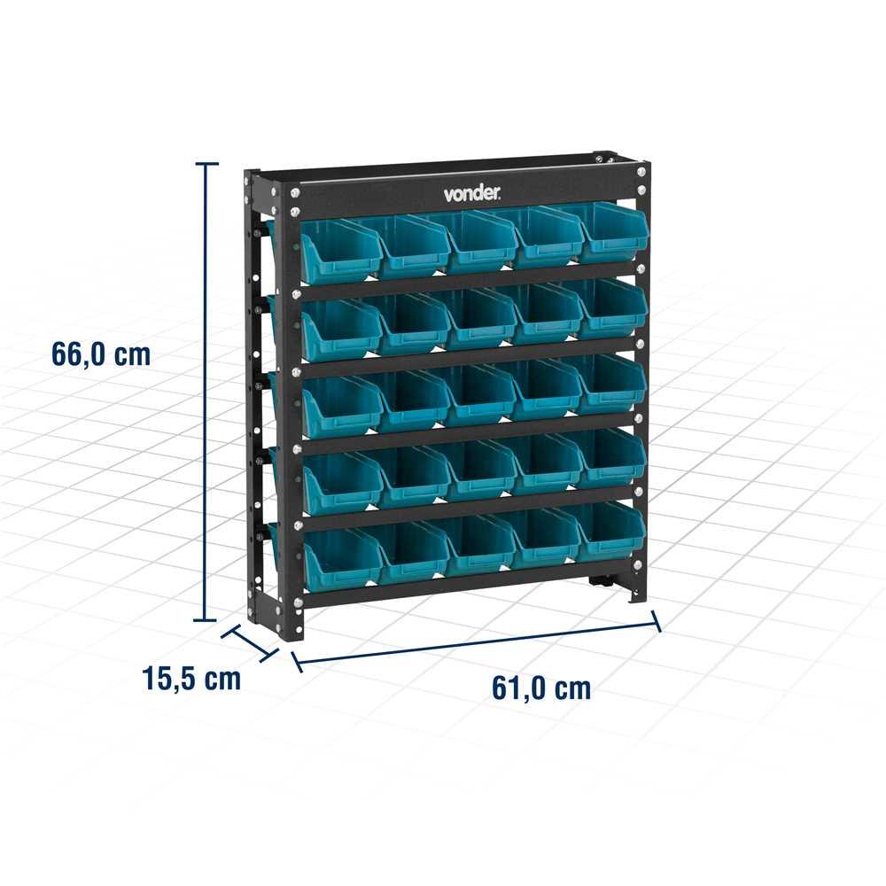 Estante metálica com gaveteiros modelo prático azul 25/3 VONDER