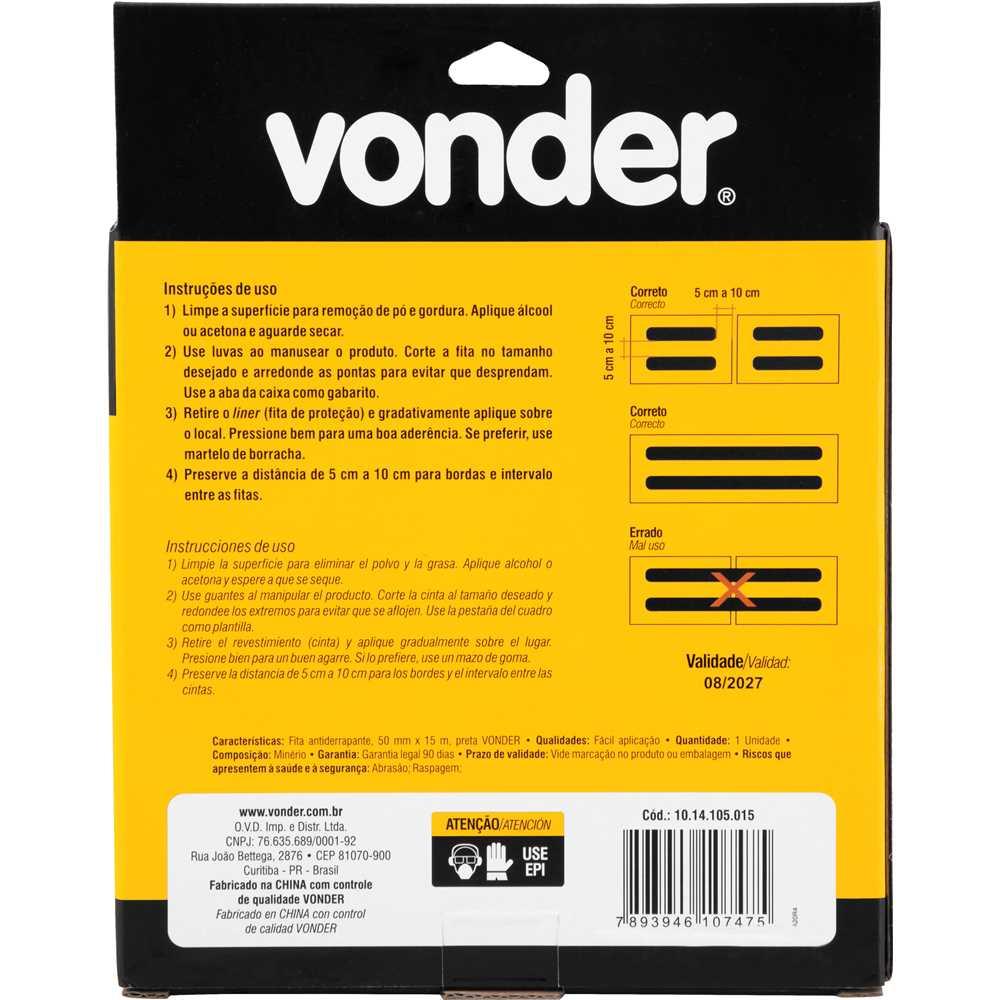 Fita Antiderrapante Lixa Escada Pisos Vonder 50mmx15m