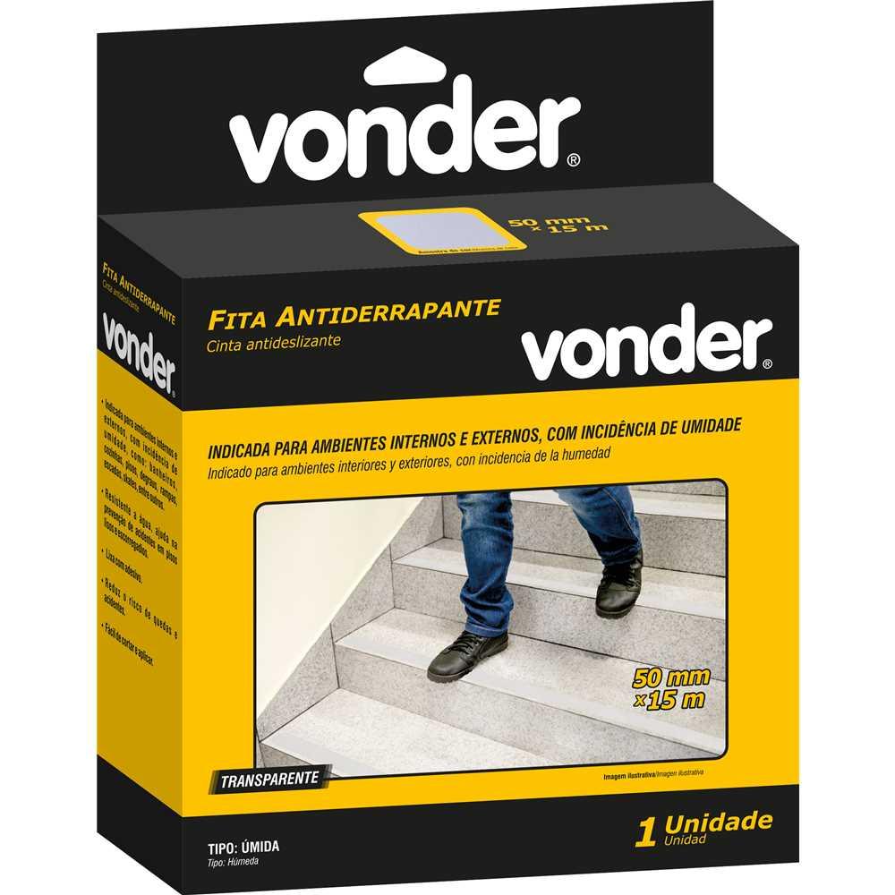 Fita antiderrapante para áreas úmidas 50 mm x 15 m transparente VONDER