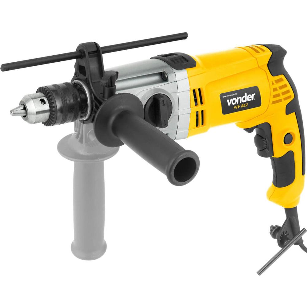 Furadeira Com Impacto FIV852 220v Vonder 850w 2 Velocidades Com Chave Mandril 1/2' Limitador E Punho Auxiliar