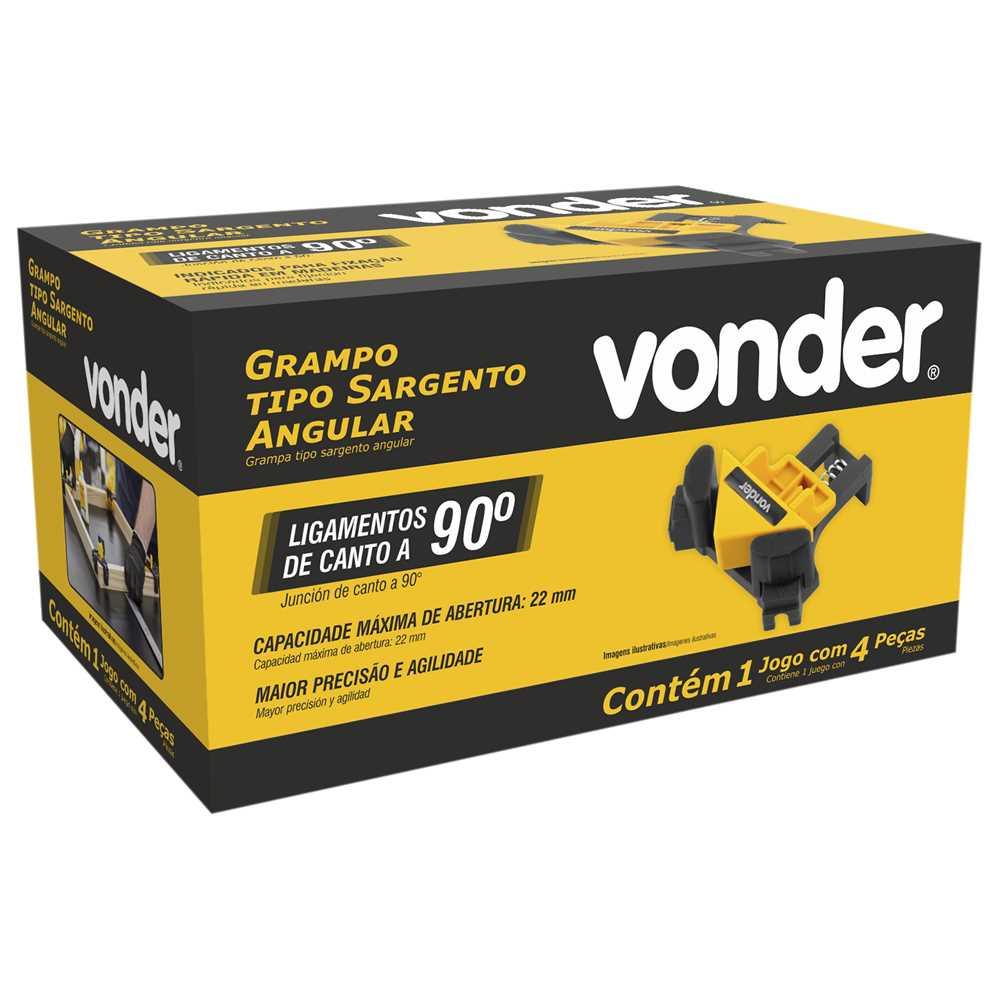 Grampos tipo sargento angular jogo com 4 peças VONDER