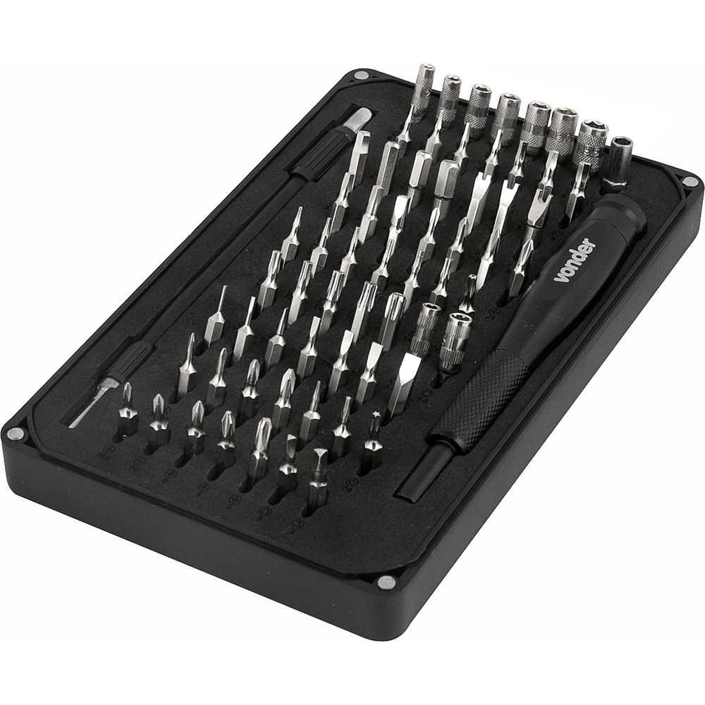 Jogo de bits/ponteiras de precisão com 66 peças encaixe sextavado de 4 mm VONDER