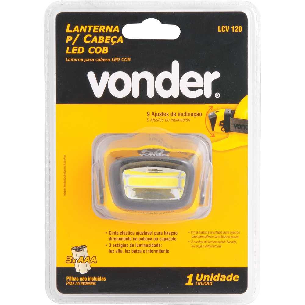 Lanterna Para Cabeça Led Cob Lcv 120 Lúmens Capacete Vonder