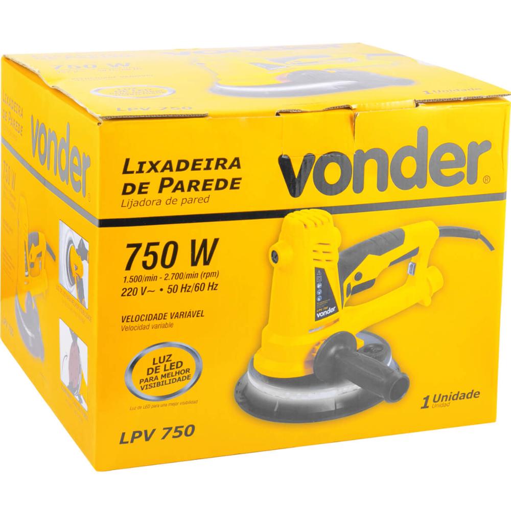 Lixadeira de Parede LPV750 Led Saco de Aspiração Vonder 220V Máquina Lixar Gesso Massa Corrida