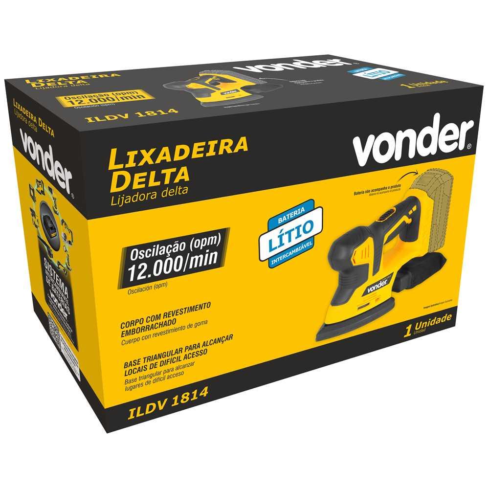 Lixadeira delta bateria intercambiável de 18 V sem bateria e sem carregador ILDV 1814 VONDER