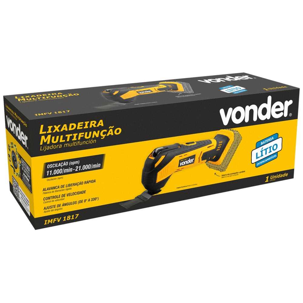 Lixadeira multifunção bateria intercambiável de 18 V sem bateria e sem carregador IMFV 1817 VONDER