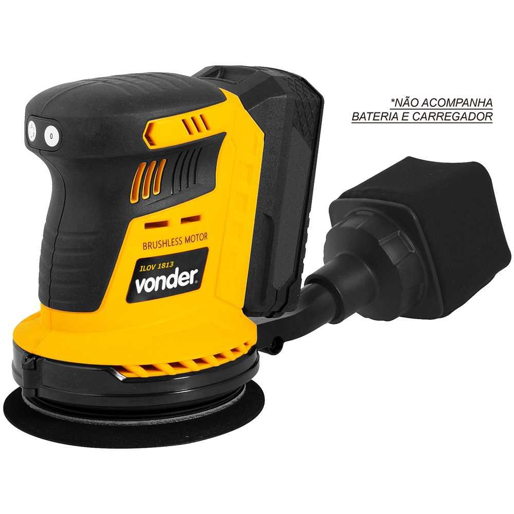 Lixadeira roto-orbital bateria intercambiável de 18 V sem bateria e sem carregador ILOV 1813 VONDER