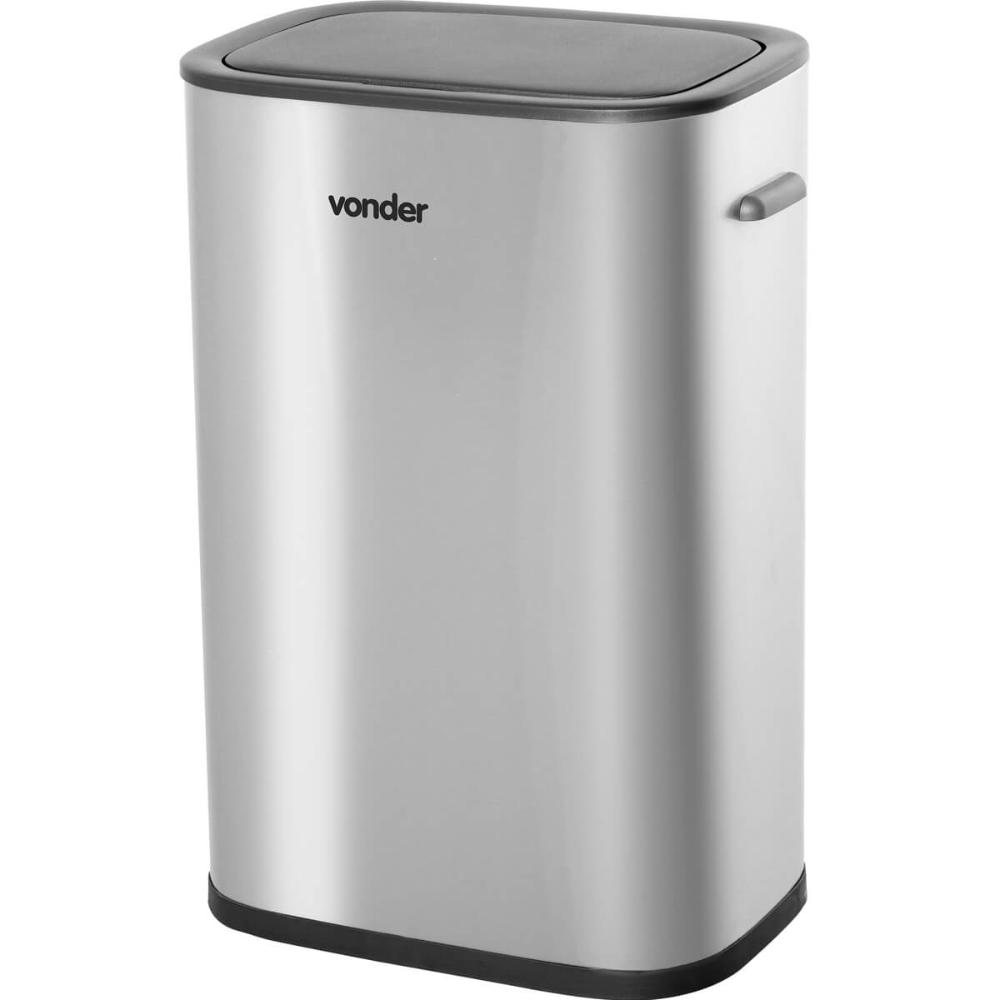 Lixeira Inox Retangular com Sensor de Abertura 55 Litros Cinza Vonder