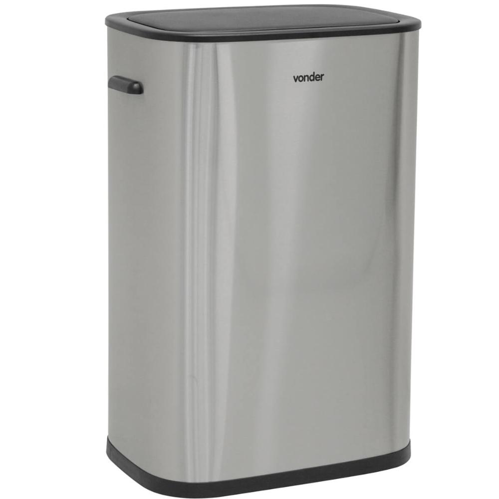 Lixeira Inox Retangular com Sensor de Abertura 55 Litros Cinza Vonder