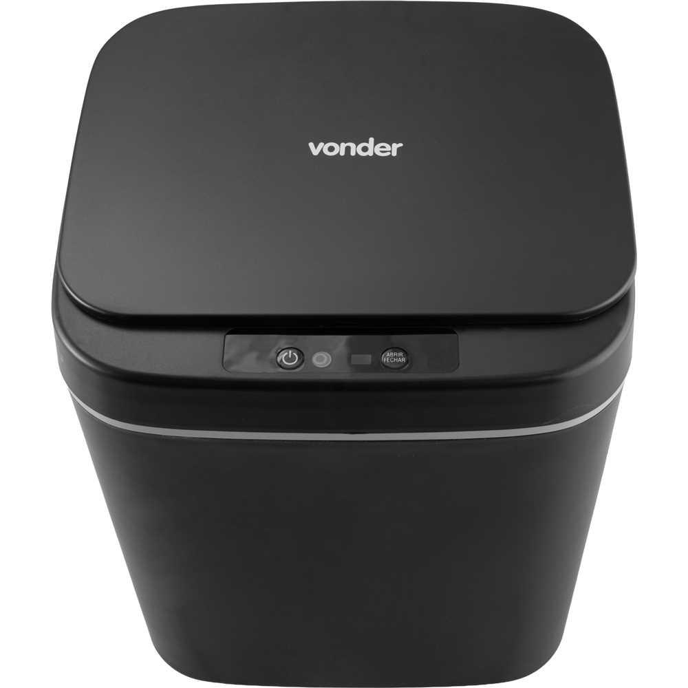 Lixeira Retangular 12l Preta C/sensor Vonder