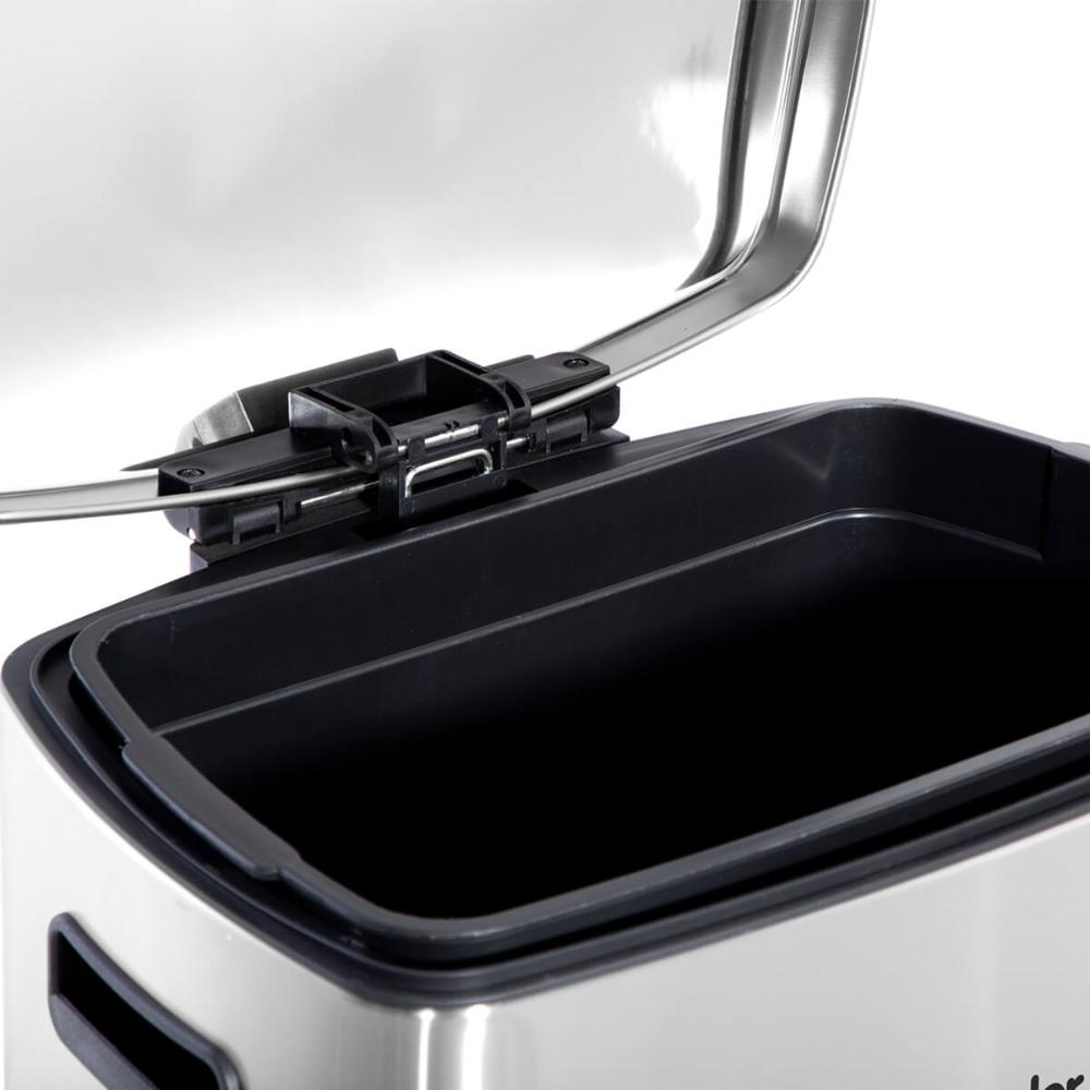 Lixeira Retangular de 50 Litros Inox Vonder Cinza com Pedal Balde Interno
