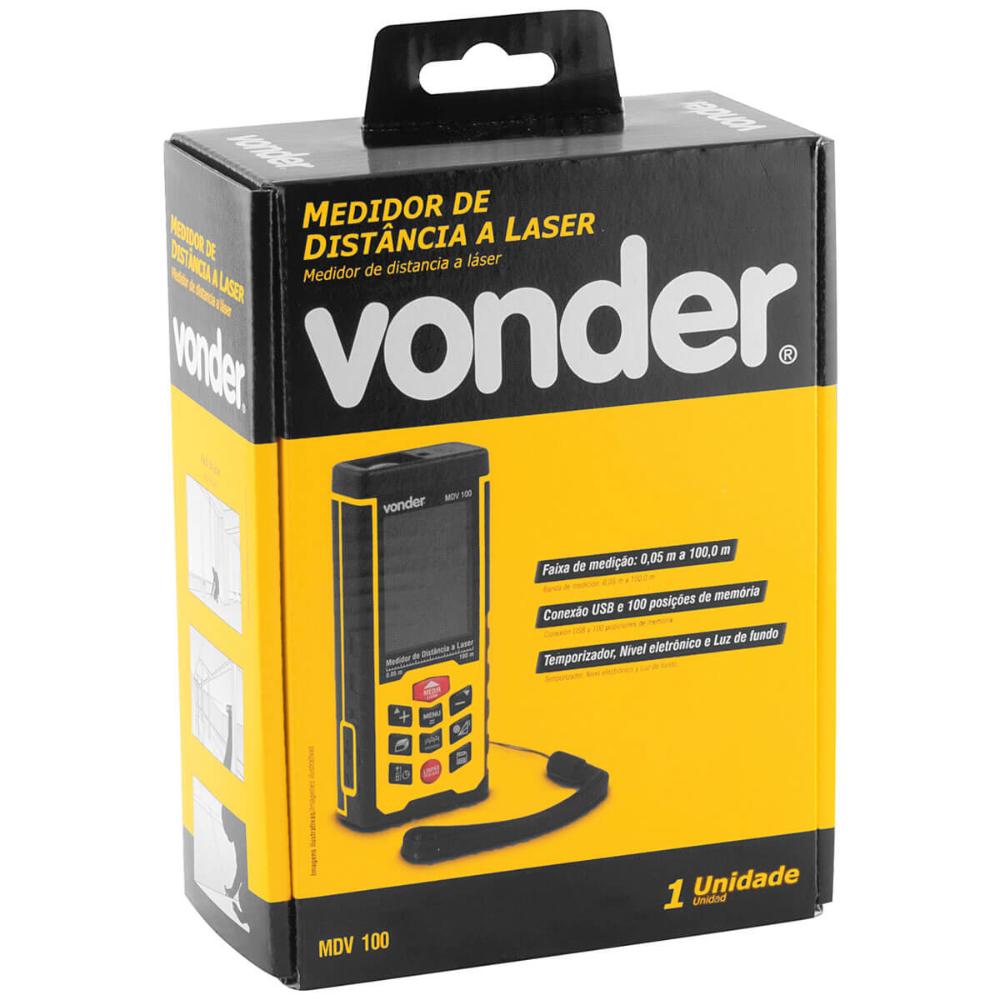 Medidor De Distância Trena A Laser 1000 Metros Com Pilhas Recarregáveis MDV 100 Vonder