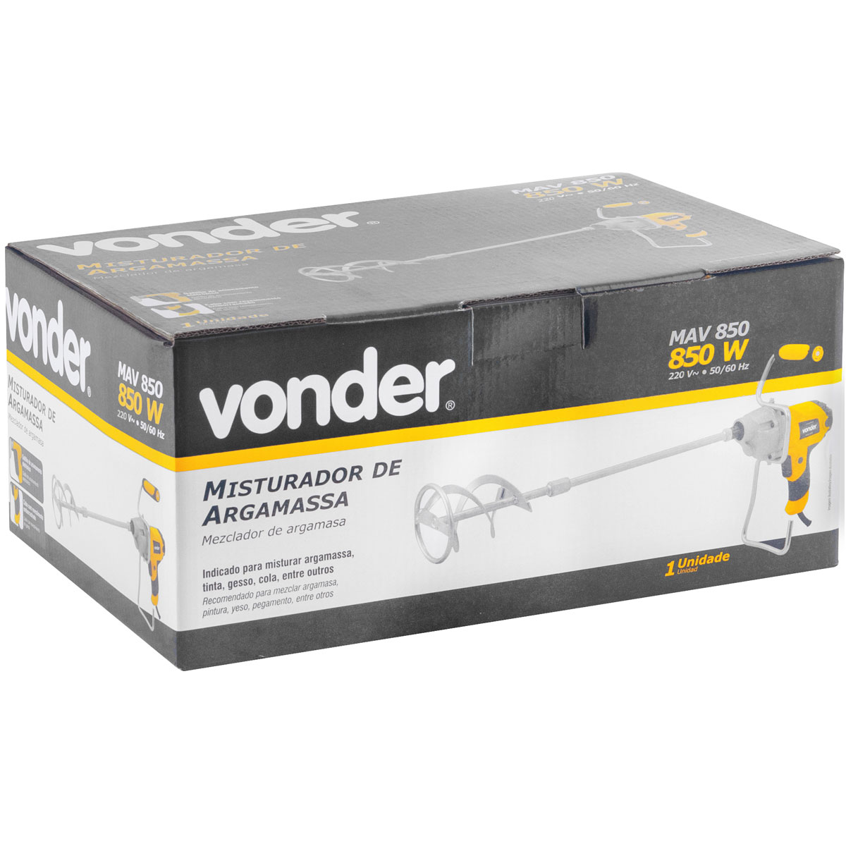 Misturador Elétrico De Argamassa E Tinta Mav850 220v Vonder Com Gatilho Eletrônico