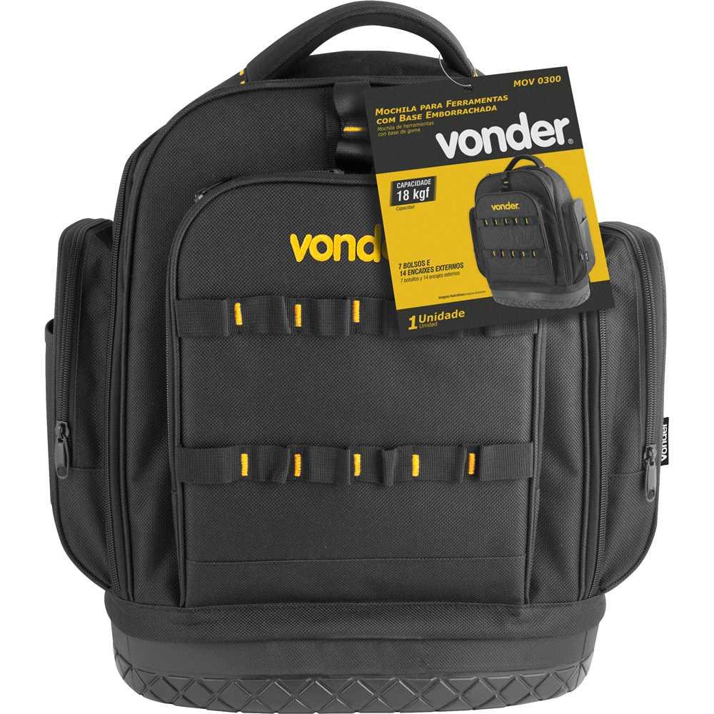 Mochila para Ferramentas Profissional Reforçada Base Borracha Vonder Preta