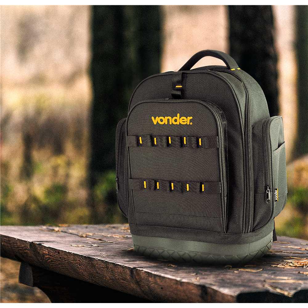 Mochila para Ferramentas Profissional Reforçada Base Borracha Vonder Preta