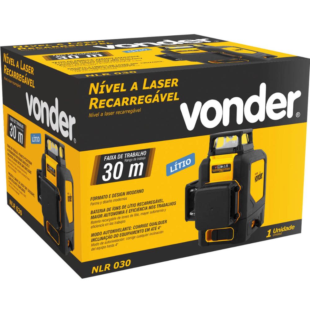 Nível a Laser Recarregável 30 metros NLR 030 Vonder Bateria de Íons de Lítio