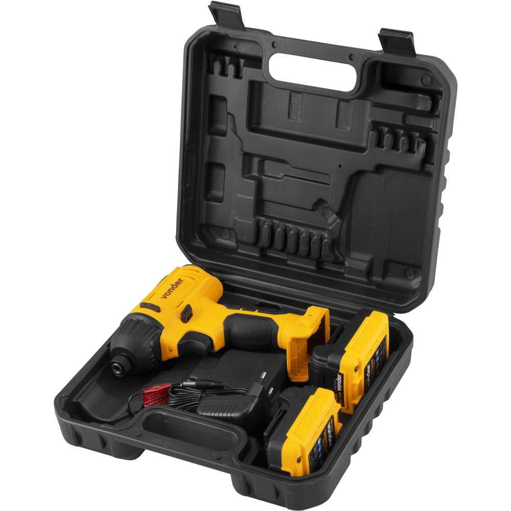 Parafusadeira a bateria com impacto 12 V fonte bivolt automático PBV 012I VONDER