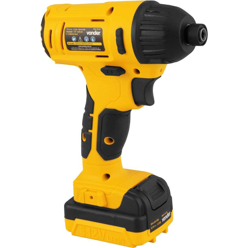Parafusadeira a bateria com impacto 12 V fonte bivolt automático PBV 012I VONDER