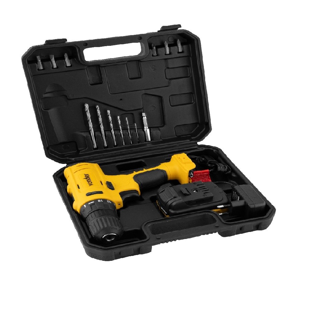 Parafusadeira/Furadeira a Bateria de Lítio 12V Bivolt Automática 17 Peças - Vonder