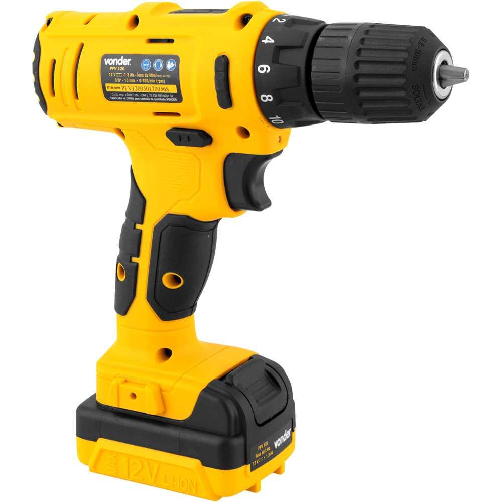Parafusadeira/furadeira a bateria 12 V fonte bivolt automática PFV 120 VONDER