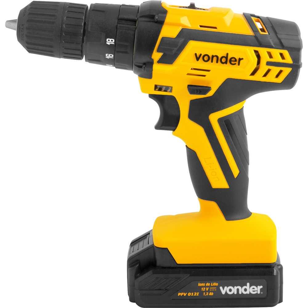 Parafusadeira/furadeira com impacto a bateria 12 V fonte bivolt automática PFV 012I VONDER