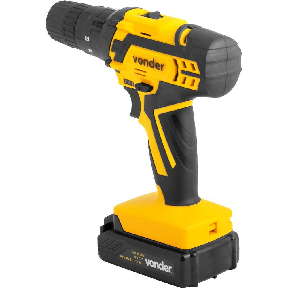 Parafusadeira/furadeira com impacto a bateria 12 V fonte bivolt automática PFV 012I VONDER