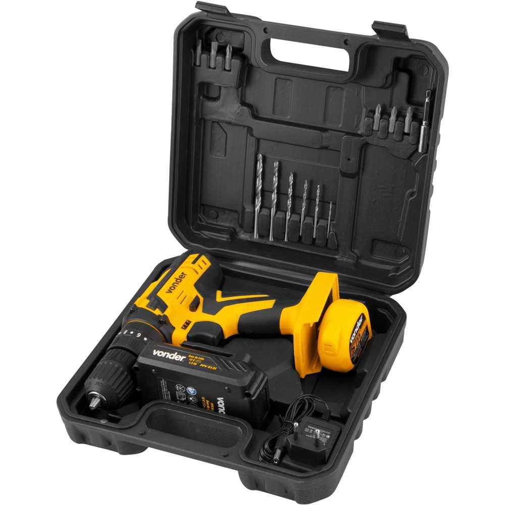 Parafusadeira/furadeira com impacto a bateria 12 V fonte bivolt automática PFV 012I VONDER