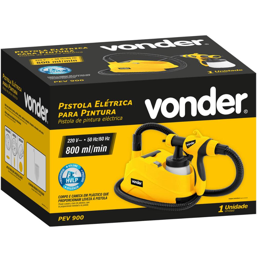 Pistola Elétrica para Pintura 220V Vonder Tintas Automotivas Jato 3 Opções Ajuste Volume Tinta