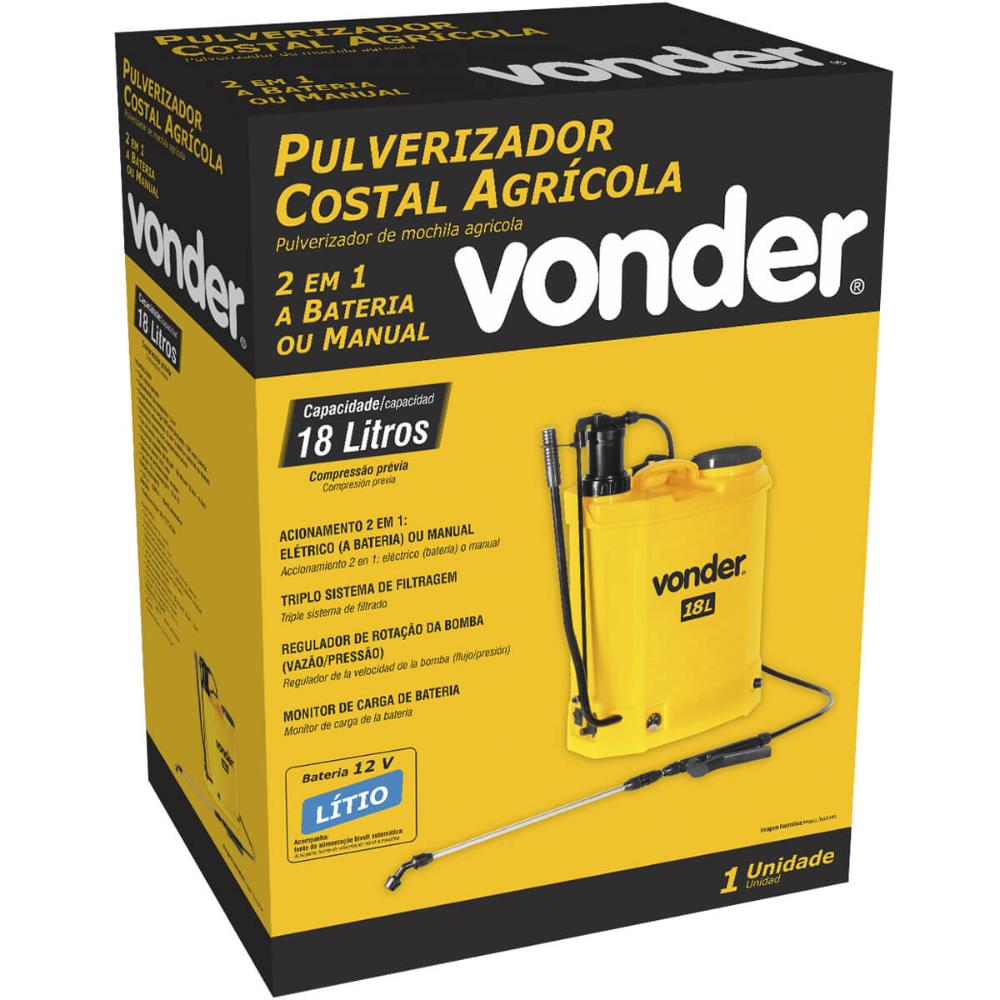 Pulverizador Costal 2 em 1 Manual ou Bateria com Bateria de
