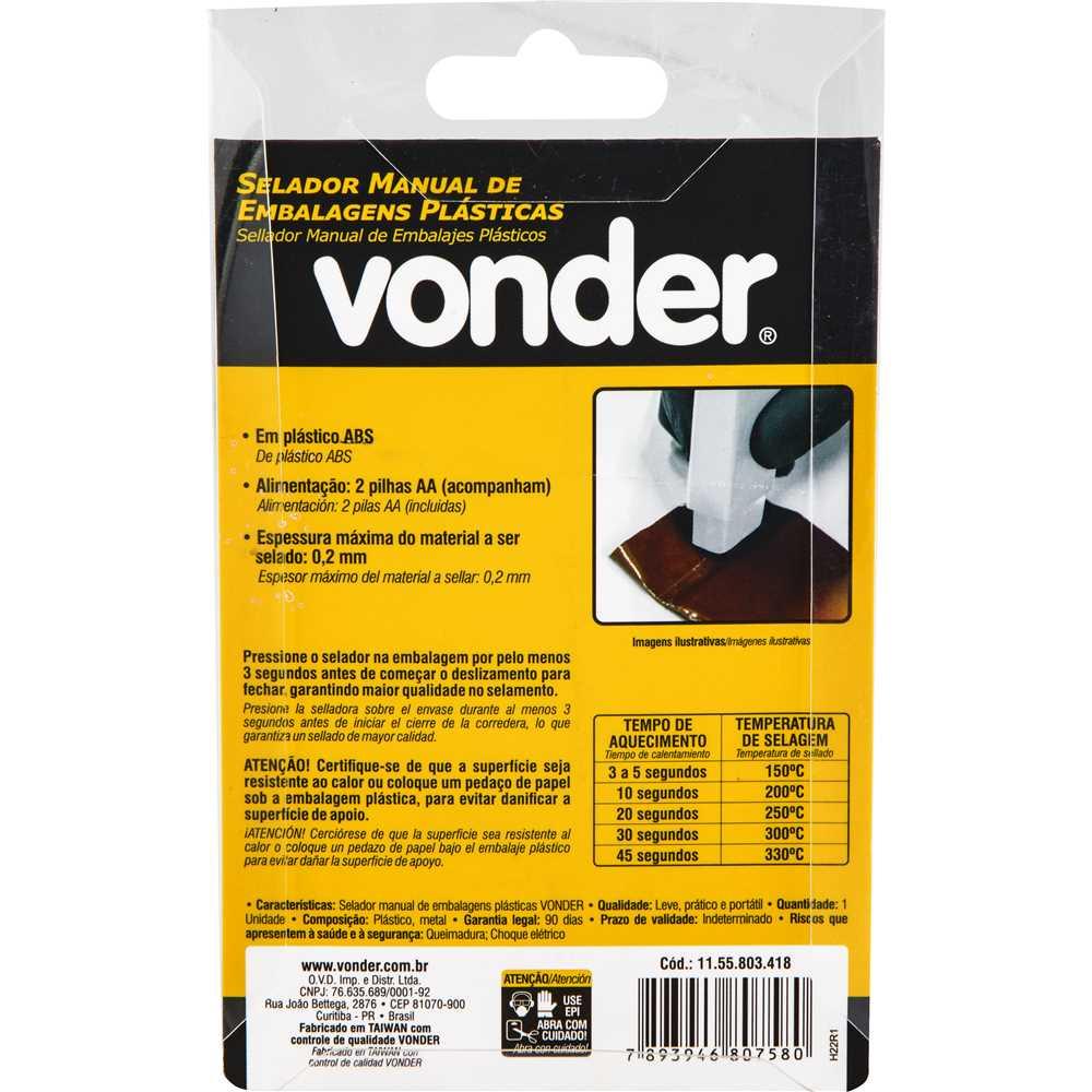 Selador manual de embalagens plásticas VONDER