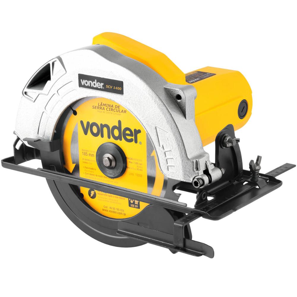 Serra Circular 71/4" Elétrica 220V Vonder 1.400W Corte de Madeira Esquadria